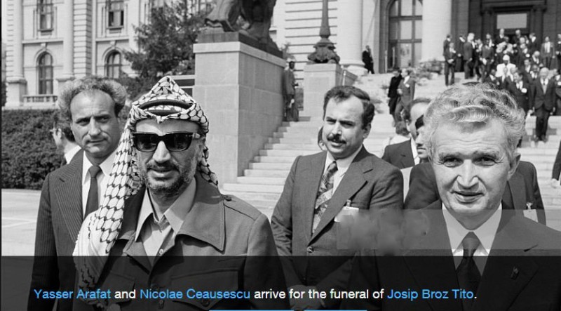 Subject of interest of world collectors: Yasser Arafat and Nicolae Ceausescu in Belgrade on the occasion of Tito's funeral
